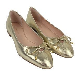 STUART WEITZMAN Womens Gold Gabby Almond Toe Slip On Leather Ballet size 6.5M
